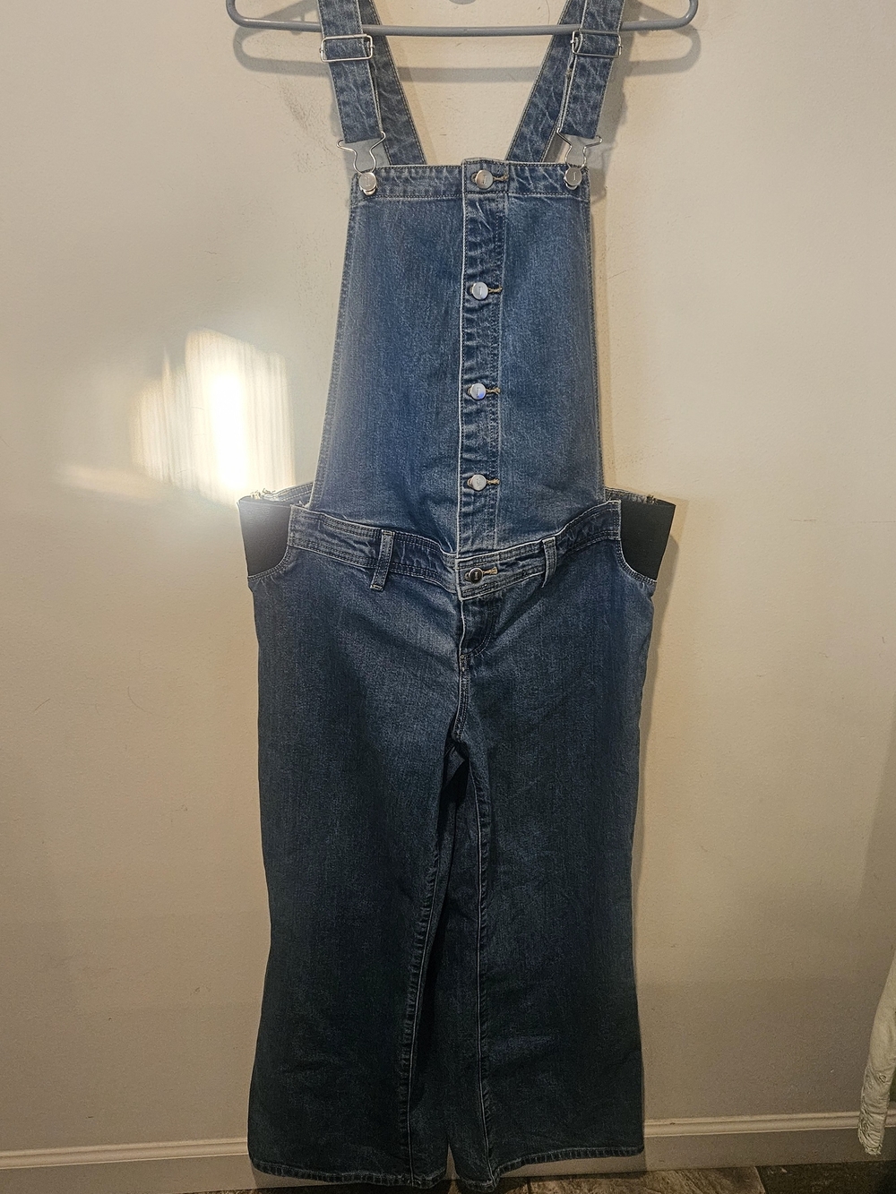 Isabel&Ingrid Maternity Women's Classic Wide Leg Blue Denim  Overalls Size 10